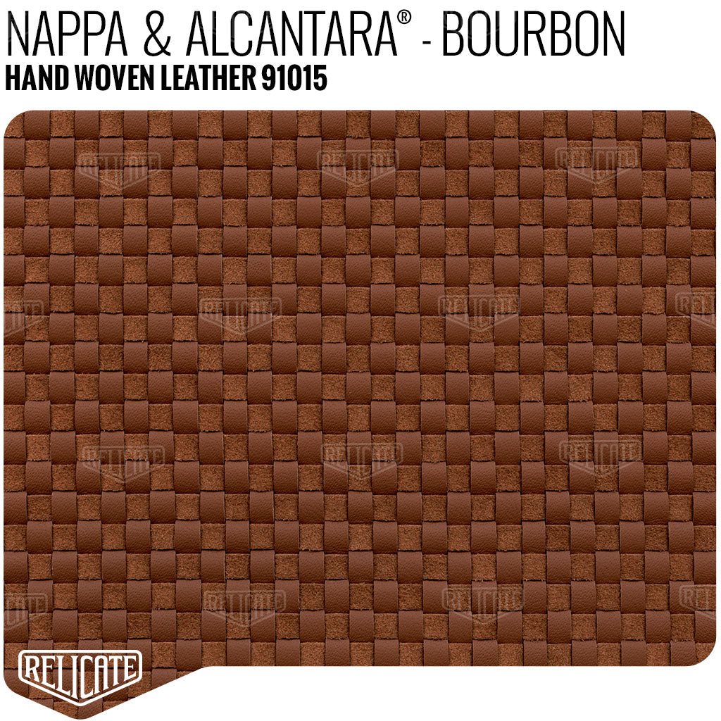 Relicate hand-woven Nappa and Alcantara leather in Bourbon